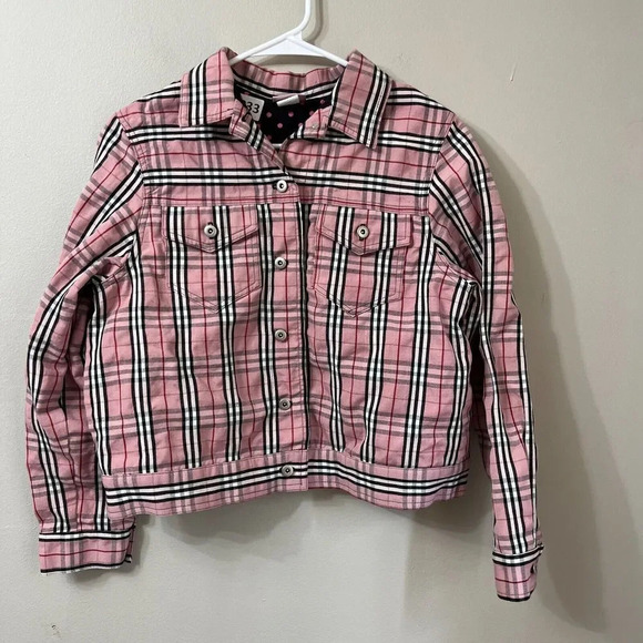 Vtg 90s Women Pink Black Jacket Button Up Medium Plaid Clueless Long Sleeve - Picture 4 of 8